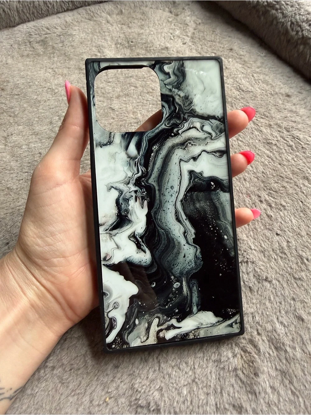 iPhone 13 Pro Max Marble Swirl Black & White Phone Case - Unbranded